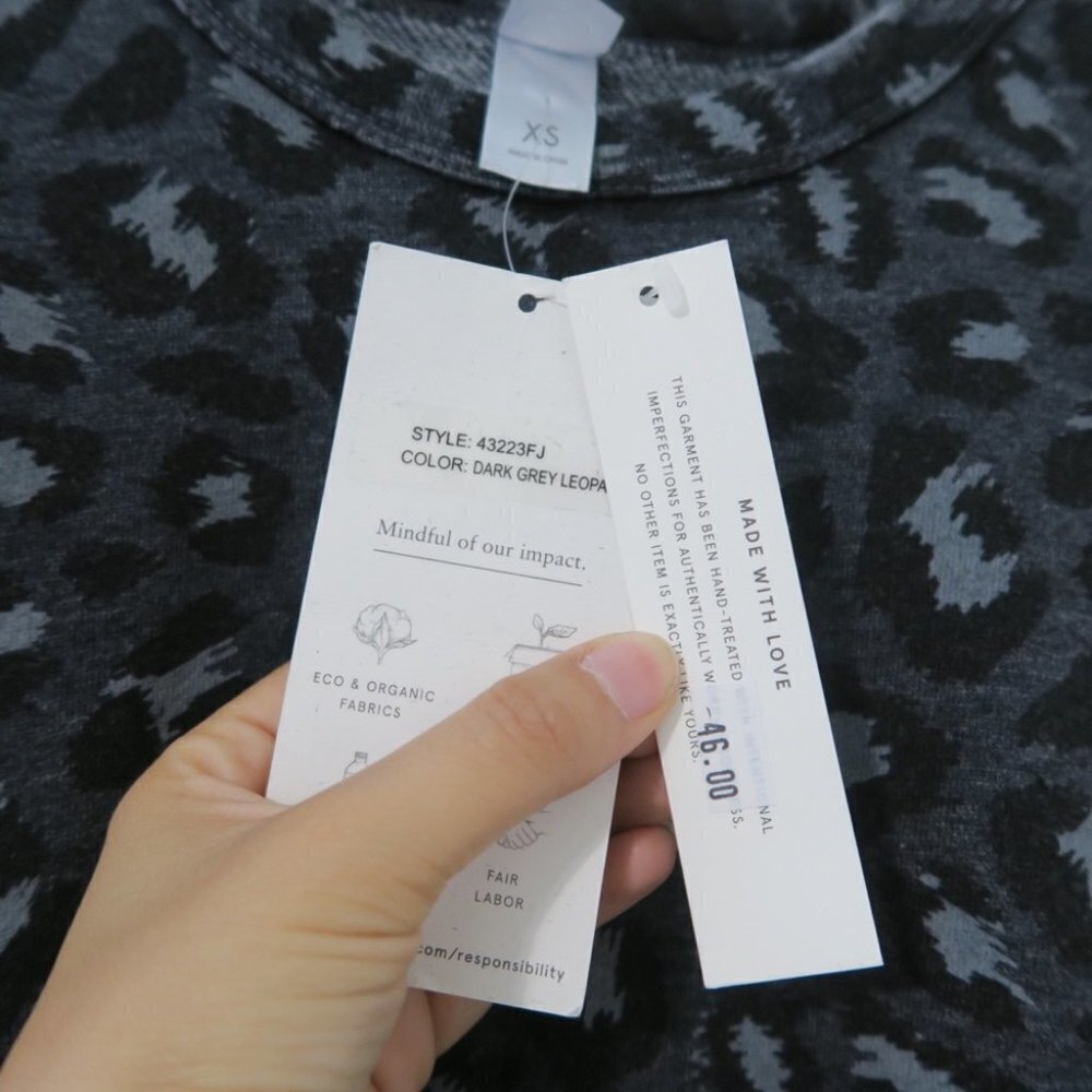 Alternative Apparel Dark Grey Leopard Dress Short Sleeve T-shirt Dress NEW - Picture 5 of 7